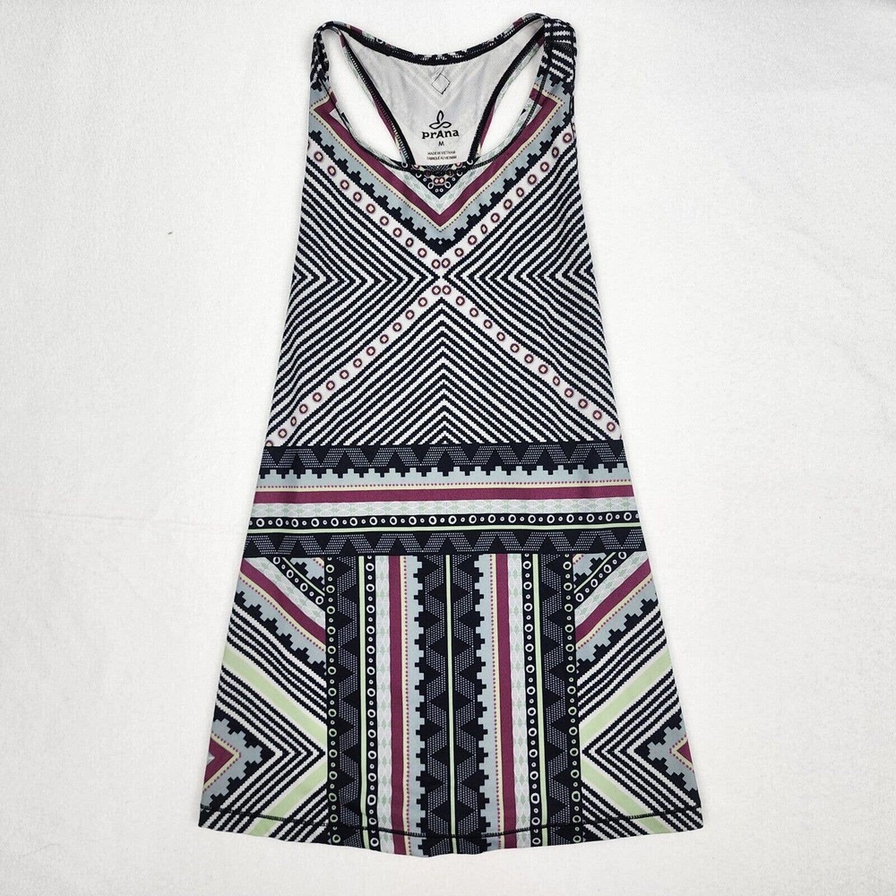 ✅ Prana Tank Top Razor Back Womens scoop stripe stretchy workout gorgeous size M
